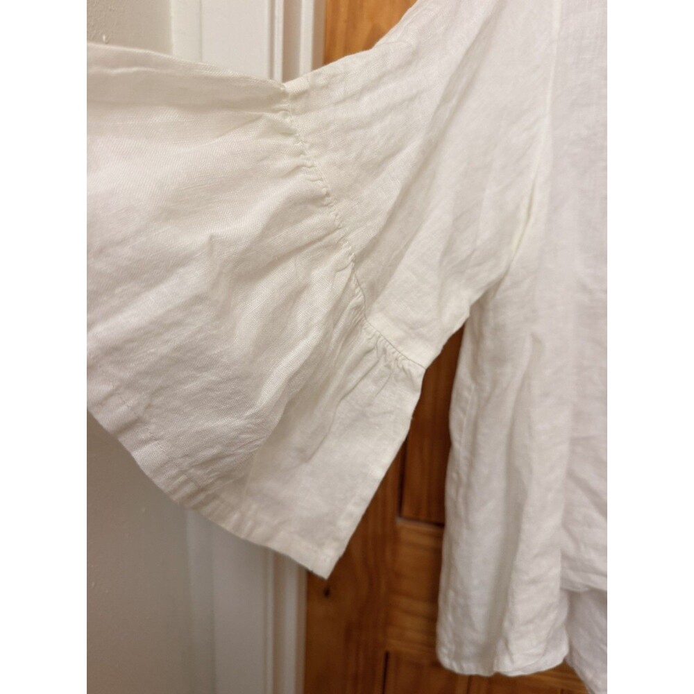 BRYN WALKER Light Linen  FRAN SHIRT  A-Line Top Bell Sleeves  Size Large Boho - Picture 5 of 9